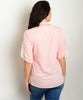 Women's Plus Size Peach Chiffon Top with Crocheted Lace Sleeves Back 