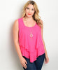 Women's Plus Size Pink Layered Top with Necklace