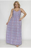 Pink and Blue Plus Size Maxi Dress