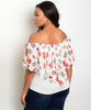 Women's Plus Size Ivory Floral Layered Top