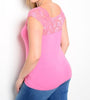 Women's Plus Size Pink Top with Lace Accents