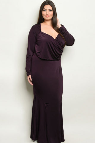 Purple Plus Size Formal Top and Skirt Set