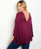 Women's Plus Size Purple Jersey Knit Top with Cape Sleeves