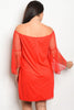 Red Mesh Lace Plus Size Bell Sleeve Dress