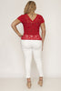 Red Lace Overlay Plus Size Top