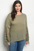 sage green lace accent plus size tunic top 