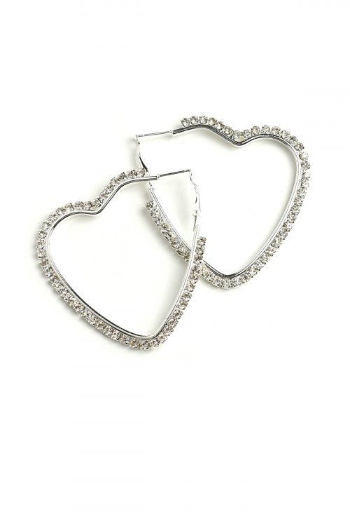 Silver Plate Heart Hoop Earrings