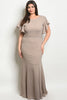 tan plus size evening gown