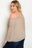 Women's Plus Size Taupe Bell Sleeve Peasant Top