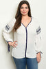 white embroidered plus size tunic top 