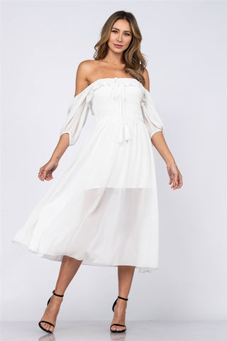 White Smocked Maxi Dress
