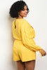 yellow embroidered accent plus size romper 