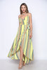 Yellow Stripe Wrap Maxi Dress